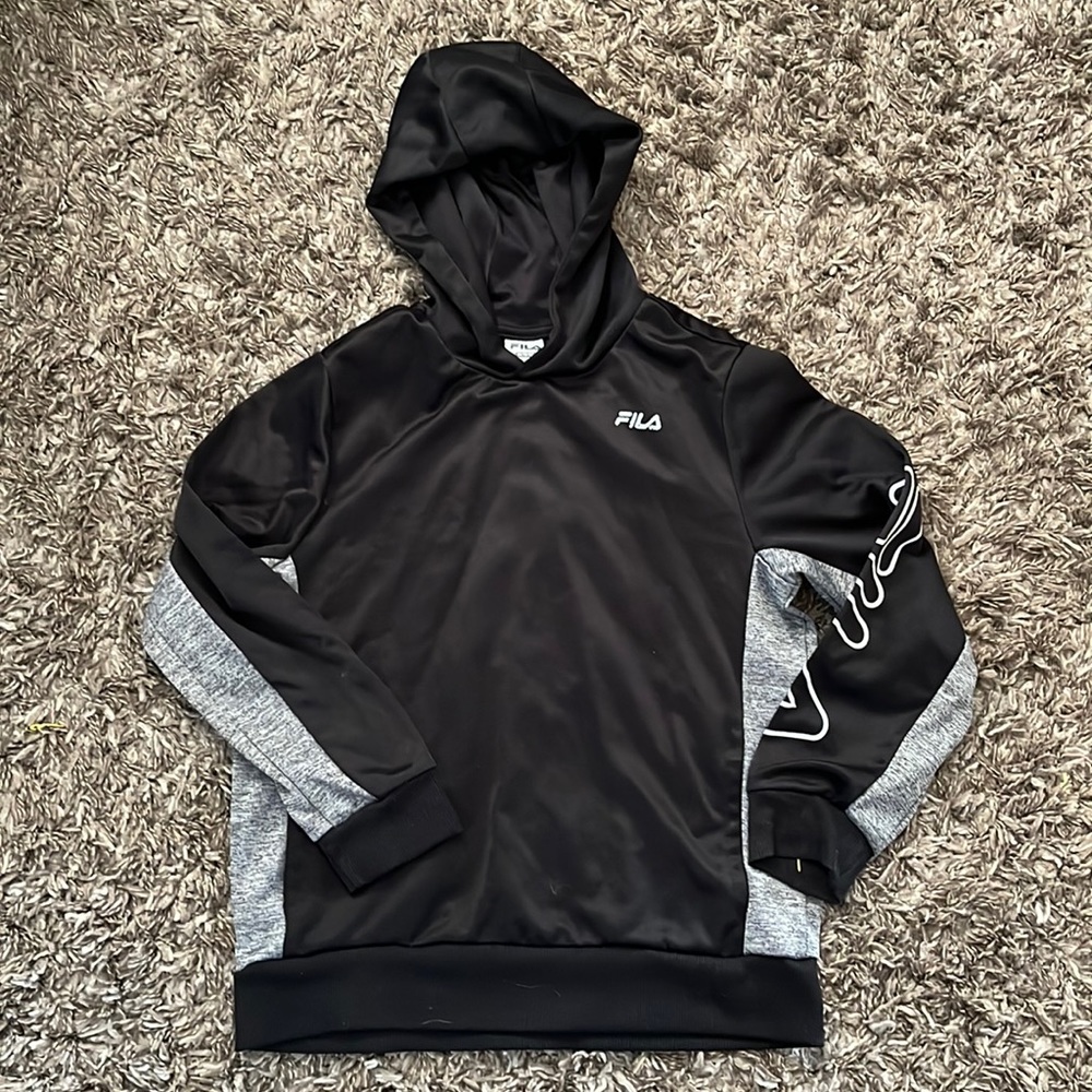 Fila Boy Hoodie Size 10-12,Black/Grey with white lettering, great condition